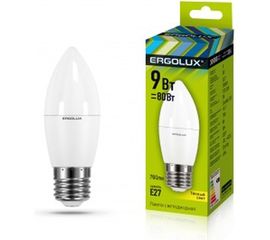 Электрическая светодиодная лампа Ergolux LED-C35-9W-E27-3K Свеча 9Вт E27 3000K 172-265В 13170 
