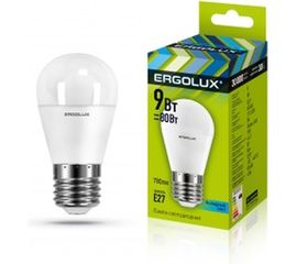 Электрическая светодиодная лампа Ergolux LED-G45-9W-E27-4K Шар 9Вт E27 4500K 172-265В 13177 
