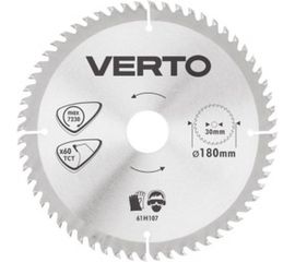 Диск отрезной по дереву (180x30 мм; 60 зубьев) VERTO 61H107 