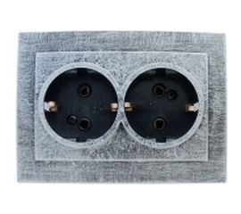 Розетка duwi с/п с з/к 2-местная серия Palazzo Vintage, серебро патина 26561 0 