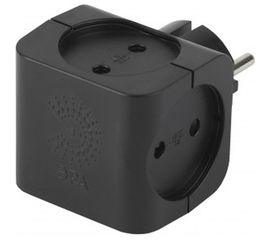 Тройник ЭРА SP-4-B 4гн, без заземления чёрный Б0008207 