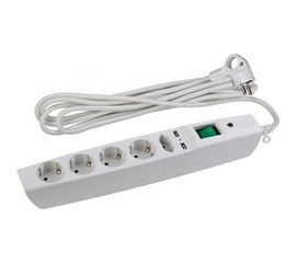 Сетевой фильтр 2м, с/з, белый SFU-5es-2m-W ЭРА C0043327 