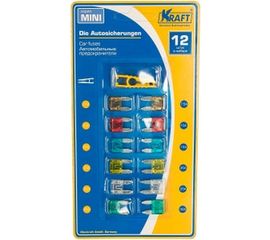 Набор предохранителей KRAFT в блистере, серия MINI, 12 шт KT 870008 