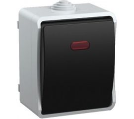 1-клавишный выключатель с подсветкой IEK ВС20-1-1-ФСр ФОРС, ОП, 10А, серый, IP54, ИЭК EVS11-K03-10-54-DC 