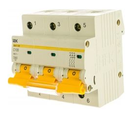 Автоматический модульный выключатель IEK 3п C 100А ВА 47-100 10кА ИЭК MVA40-3-100-C 