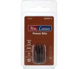 Бита (2 шт; 25 мм; PH2; S2) Mr. Logo A025P2-2 