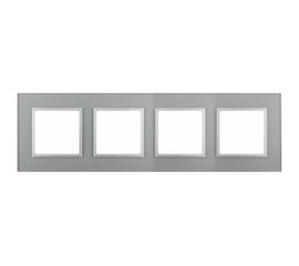 Рамка ЭРА 14-5104-03 на 4 поста, стекло, Elegance, алюминий+алюминий Б0034526 