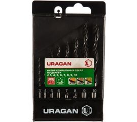 Набор сверл спиральных по дереву (8 шт; 3-10 мм) Uragan 29419-H8 