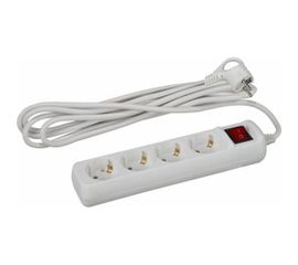 Удлинитель ЭРА U-4es-5m Россия с заземл, 3x1мм2, 16A, ПВС, с выкл, 4гн, 5м Б0028380 