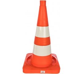 Сигнальный конус 520мм, Оранжевый, с 2-мя светоотражающими полосами, квадратное основание Протэкт КС-2.8-П 