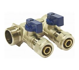 Коллектор СТМ 2 выхода, 3/4x16, с шаровыми кранами для м/п труб C2MP3416 
