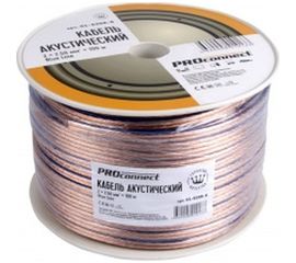 Акустический кабель 2х2.50 кв.мм, прозрачный, 100м PROCONNECT BLUELINE 01-6208-6 