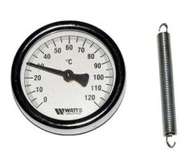 Термометр Watts F+R810 TCM биметаллический, накладной,  63mm, 0-120C 10006504 