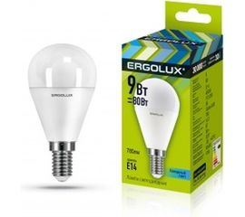 Электрическая светодиодная лампа Ergolux LED-G45-9W-E14-4K Шар 9Вт E14 4500K 172-265В 13174 