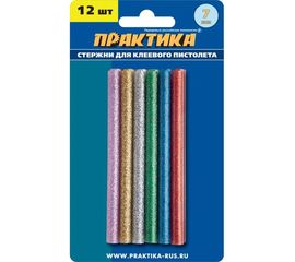 Клей для клеевого пистолета цветной (12 шт; 7х100 мм; 6 цветов) ПРАКТИКА 649-349 