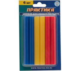 Клей для клеевого пистолета цветной (6 шт; 11х100 мм; 3 цвета) ПРАКТИКА 641-688 