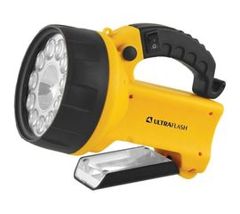 Аккумуляторный фонарь Ultraflash UF3753LED 220В/12В, желтый, 11 LED+ галог, 4В 2Ач, пластик, коробка 8311 