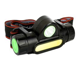 Светодиодный комбинированный аккумуляторный налобный фонарь Ultraflash E1340 3,7В, черный, XPE + COB LED, 3 Ватт, 2 реж., магнит, бокс 14268 