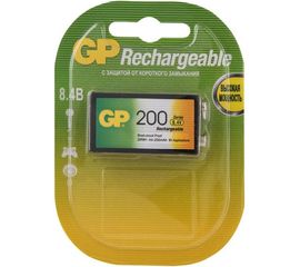 Перезаряжаемые аккумуляторы GP 20R8H 9V Крона 1 шт. в блистере. 20R8H-2CRU1 