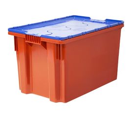 Ящик Тара.ру п/э 600х400х350 сплошной, с синей крышкой, Safe PRO, красный 18662 