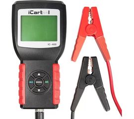 Тестер аккумуляторных батарей iCartool IC-400, АКБ 12/24В, до 2000А, тест системы пуска и зарядки, вольтметр, съемные кабеля 