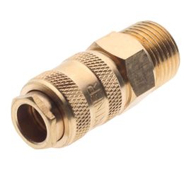 Быстроразъем пневматический с клапаном - наружная резьба 1/2"", латунь ЭВРИКА ER-BSE1-4SM 