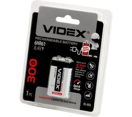 Аккумулятор крона Videx 6HR61 300mAh 1BL LSD (перезаряженный, низкий саморазряд) VID-6HR61-300 