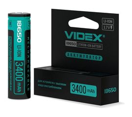 Аккумулятор Videx 18650 3400mAh 1pcs/box с защитой VID-18650-3.4-WP 