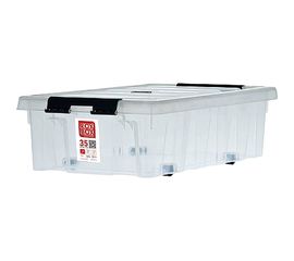 Ящик Rox Box п/п 580х390х180 мм с крышкой и клипсами, на роликах, прозрачный 18708 