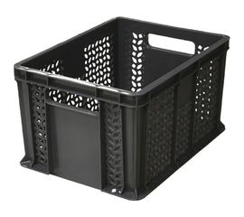 Ящик Тара.ру п/э 400х300х230 перфорированный, с ручками, чёрный 19449 
