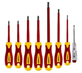 Набор диэлектрических отверток Зубр ПРОФЕССИОНАЛ 1000 В,SL 3, 5, 6 / PH 1, 2 / PZ 1, 2, тестер 100-250 В, в кейсе, 8 предметов 25268 