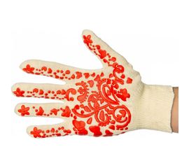 Перчатки х/б с ПВХ покрытием Gigant Цветы 13 класс вязки G-025 (Россия) 