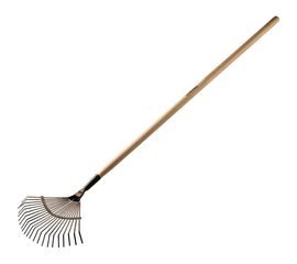 Веерные садовые грабли с деревянным черенком GRINDA 22 плоских зубца, 440х260х1500 мм 39593 