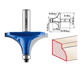 Фреза кромочная калевочная №1 ПРОФЕССИОНАЛ (63.5х32х78.5 мм; R25.4 мм; хвостовик 12 мм; ВК6) Зубр 28701-63.5 