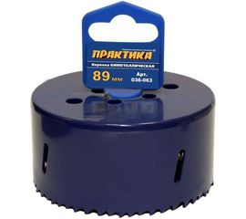 Коронка биметаллическая (89 мм) ПРАКТИКА 036-063 