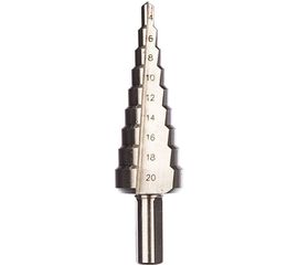 Сверло МАСТЕР ступенчатое по сталям и цветным металлам (4-20 мм; 9 ступеней; L75 мм; 3-х гран.хв. 8 мм) Зубр 29665-4-20-9 