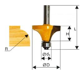 Фреза кромочная калевочная (28.6х16 мм; R8 мм; хвостовик 8 мм) Энкор 46235 
