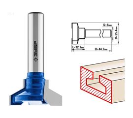 Фреза пазовая Т-образная №2 ПРОФЕССИОНАЛ (25.4х12.7х44.7 мм; паз 12.7 мм; хвостовик 8 мм) Зубр 28750-25.4 