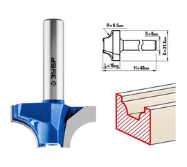 Фреза пазовая фасонная №1 ПРОФЕССИОНАЛ (31.8х16х48 мм; R9.5 мм; хвостовик 8 мм) Зубр 28740-31.8 