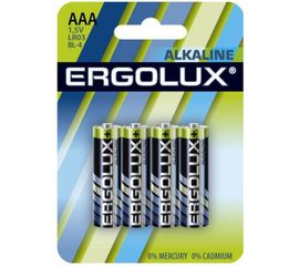 Батарейка Ergolux 1.5В, LR03, Alkaline, BL-4 11744 