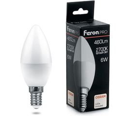 Светодиодная лампа FERON PRO LB-1306 Свеча E14 6W 2700K OSRAM LED 38044 