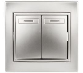 Двойной выключатель Intro 110403 10А, 250В, IP20, СУ, Plano, алюминий Б0030042 