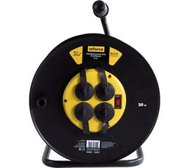 Силовой удлинитель на катушке Inforce 4 гнезда, с/з ПВС 3х1,5 16A 30м IP44 09-15-05 