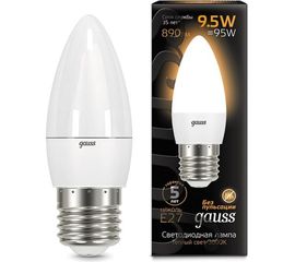 Лампа Gauss LED Свеча E27 9.5W 890lm 3000К 103102110 