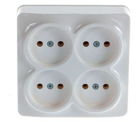 Четырехместная квадратная розетка IONICH б/з, о/у, 16А, 220В, белая еврослот 1448 