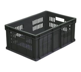 Ящик Тара.ру п/э 600х400х250 дно сплошное, перфорированный, чёрный 04997 