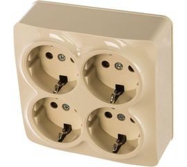 Четырехместная розетка IONICH с/з слоновая кость квадрат 1454 