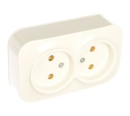 Двухместная розетка IONICH б/з, о/у, 16А, 220В, белая еврослот 1417 