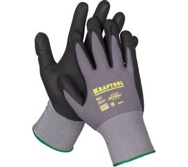 Эластичные перчатки KRAFTOOL Expert, р. L, со вспененным нитриловым покрытием, 11285-L 