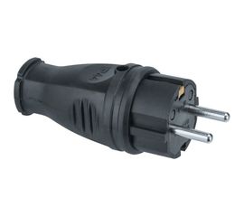 Вилка Navigator NCA-PLR02-16A-E-IP44-BL, с заземлением, прямая, каучук, черная 61368 